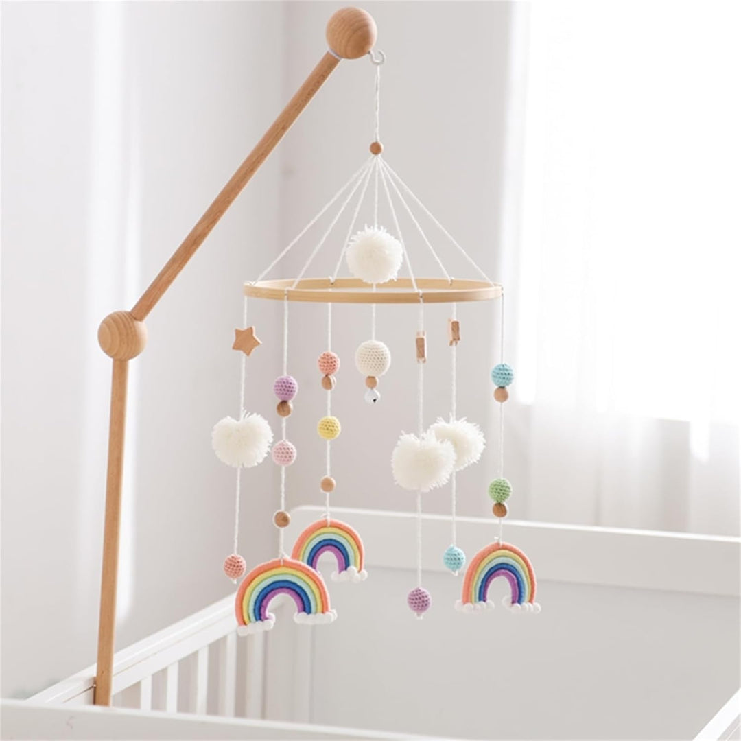 Herfair Mobiles Baby, Regenbogen Babybett Hölz Windspiele mit Bäll, Baby Mobile, Anhänger Babyzimmer