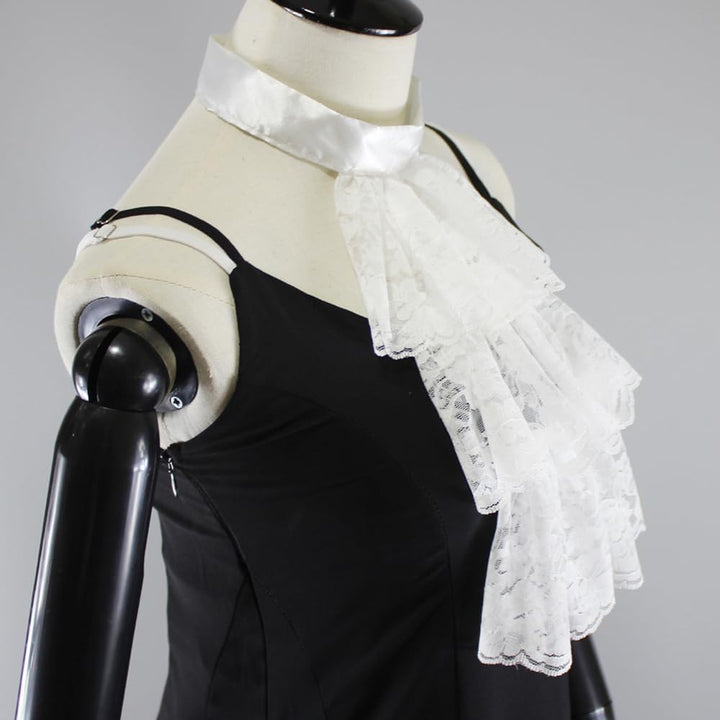 Elegtiskas Detachable Dickey Collar Victorian Lace Jabot Neck Ruff Collar Fake Collar S-M 244white,