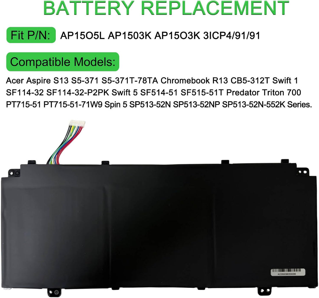 XITAIAN AP15O5L AP1505L Ersatz Akku Kompatibel mit Acer Aspire S13 S5-371 S5-371-52JR S5-371-56VE S5
