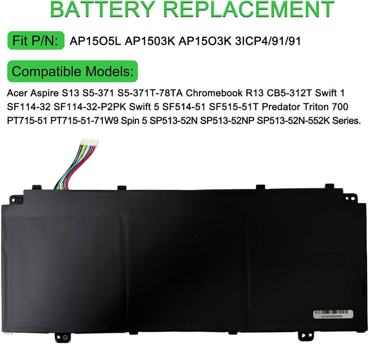 XITAIAN AP15O5L AP1505L Ersatz Akku Kompatibel mit Acer Aspire S13 S5-371 S5-371-52JR S5-371-56VE S5