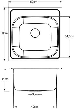 Edelstahleinbauspüle 50 x 50 cm mit vorgestanztem Hahnloch Ø 35mm Design Einbauspüle Edelstahlspüle