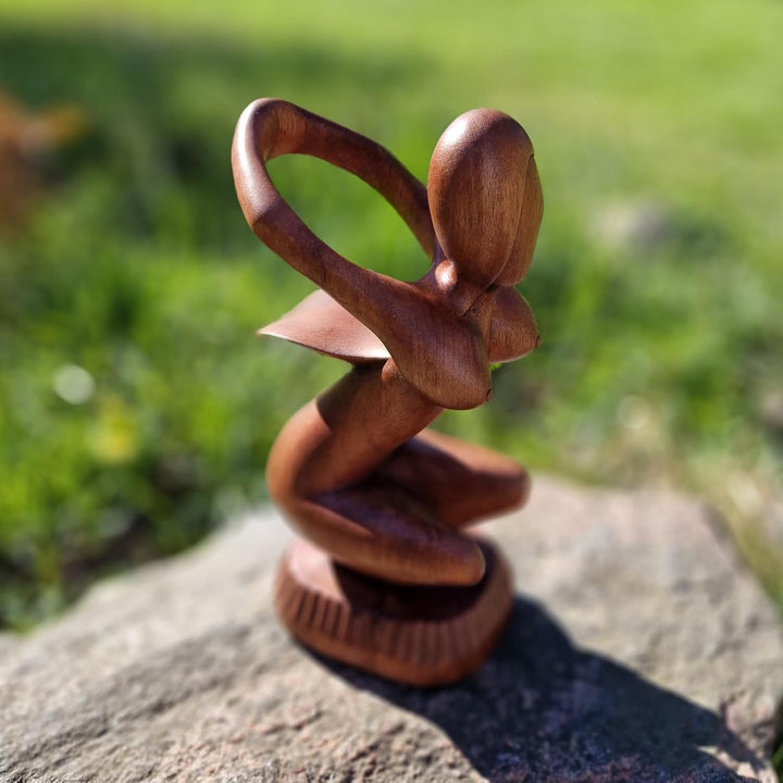 budawi® Weinflaschenhalter Frau Nackt | Holzskulptur aus Bali | Flaschenhalter Holzfigur | Handarbei