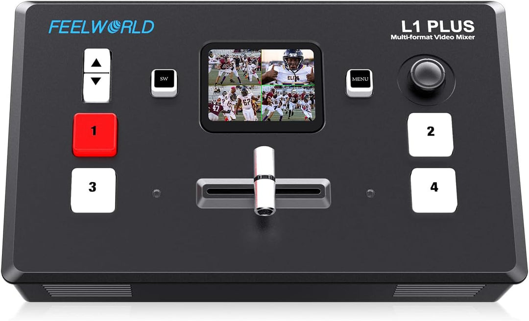 Feelworld LIVEPRO L1 Mini-Videomixer mit mehreren Formatumschaltern 4 x HDMI-Eingänge 2-Zoll-LCD-Dis