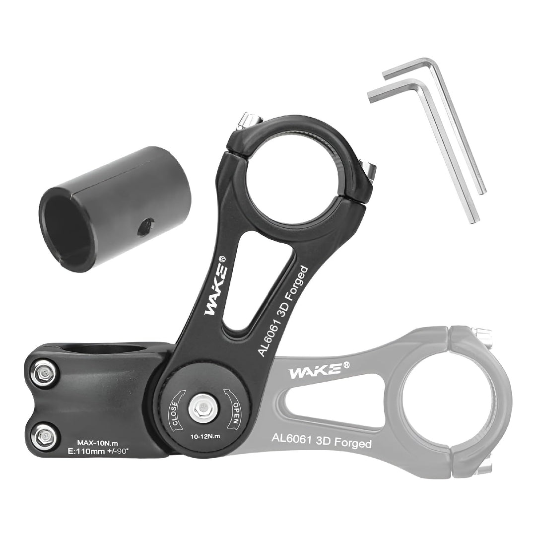 BESNIN Einstellbarer Fahrradstiel 0-90 Grad Universal 25.4mm 31.8mm für Lenker 110mm/145mm Vorbau, E