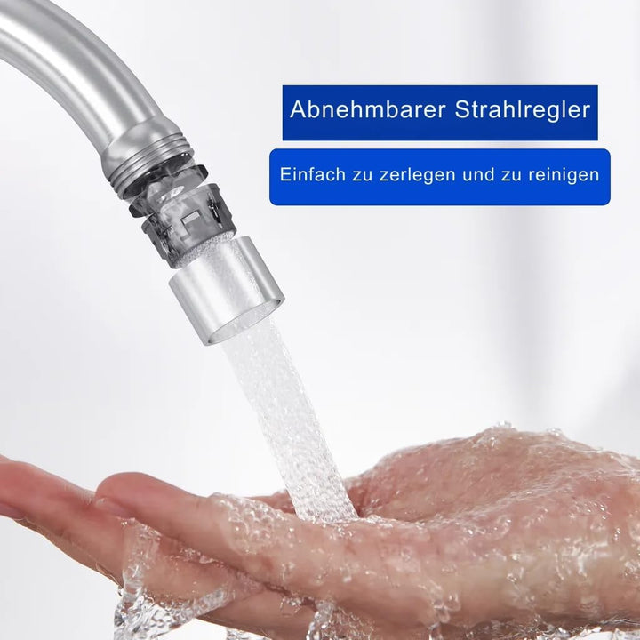 Faizee Home | Aqua Cool Küchenarmatur Chrom 29 cm – Einhebelarmatur mit 360° Auslauf | Kaltwasserans