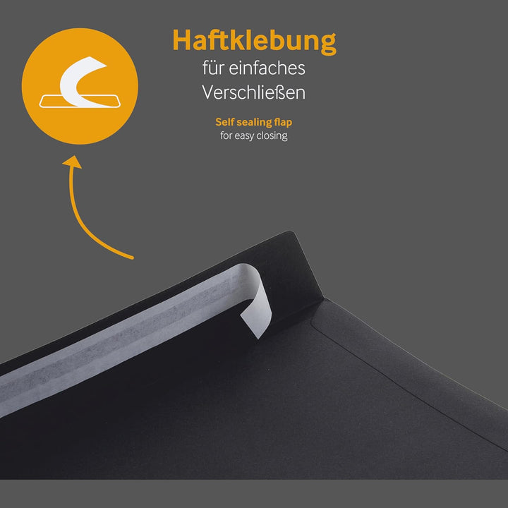 50 Stück, Farbige Briefumschläge, DIN C4, Haftklebung mit Abziehstreifen, Gerade Klappe, 130 g/qm Co