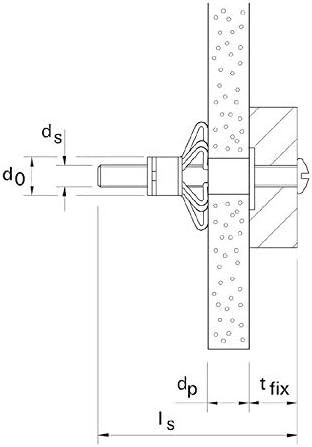 fischer HM 4 x 45 S - Hohlraum-Metalldübel mit Schraube zum Befestigen von Bildern, Gardinenschienen