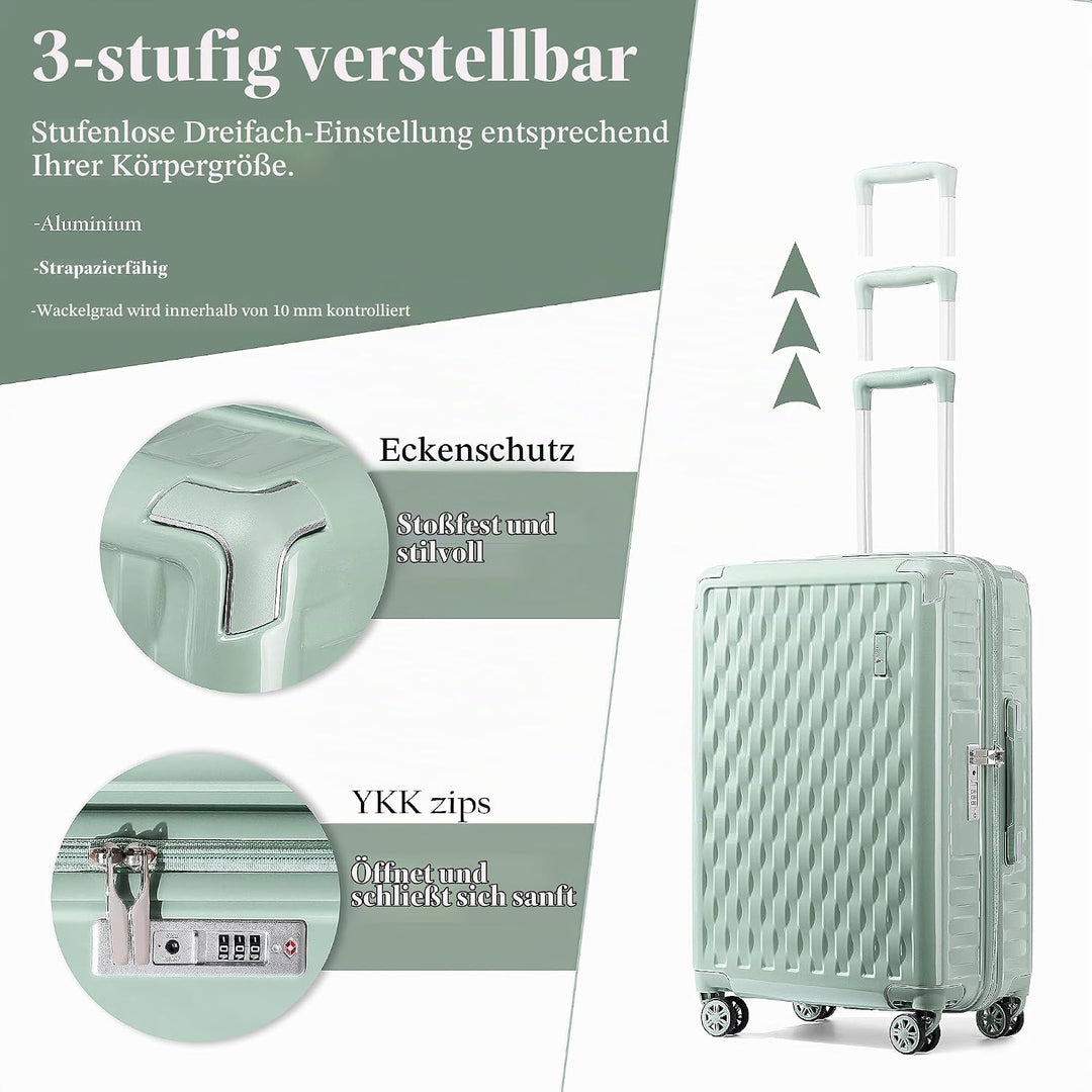 Sea choice Kofferset Handgepäck Hartschalenkoffer Eckenschutz 4 Stück Gepäck Set mit Kosmetikkoffer