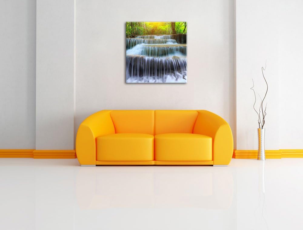 Pixxprint Wasserfall im Regenwald als Leinwandbild/Grösse: 70x70 cm/Wandbild/Kunstdruck/fertig bespa