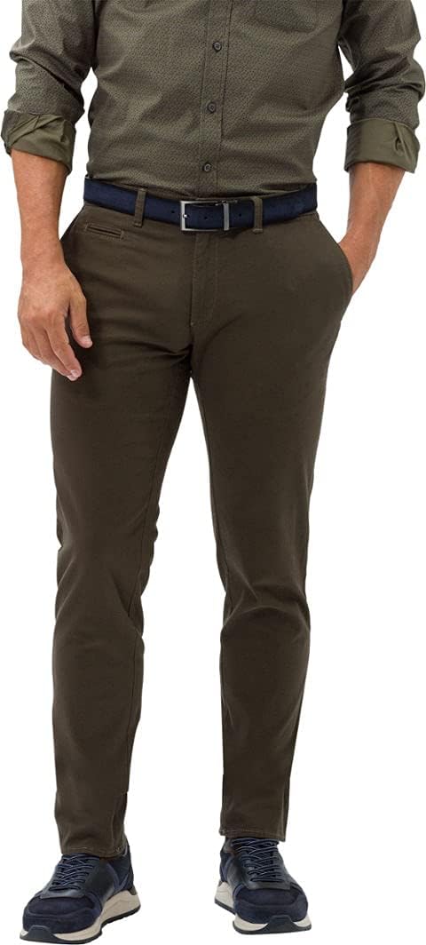 BRAX Herren Hose Style Fabio in Hi Flex Superelastische Slim Chino 31W / 34L Olive, 31W / 34L Olive