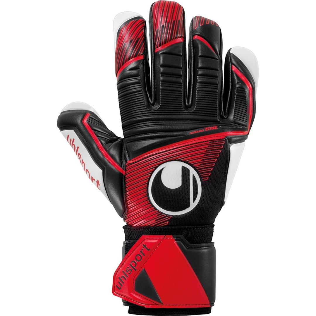 uhlsport Unisex Jugend Powerline Supersoft Hn Fussball Torwarthandschuhe 8 schwarz/rot/weiss, 8 schw