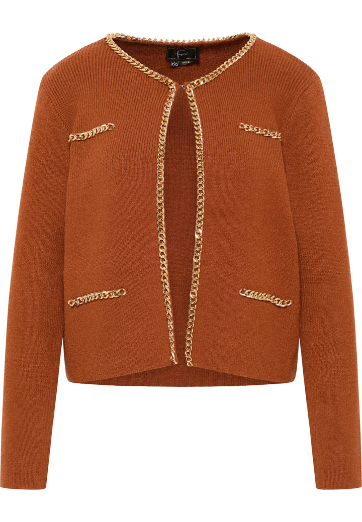 faina Damen Strickjacke M-L Dunkelkamel, M-L Dunkelkamel