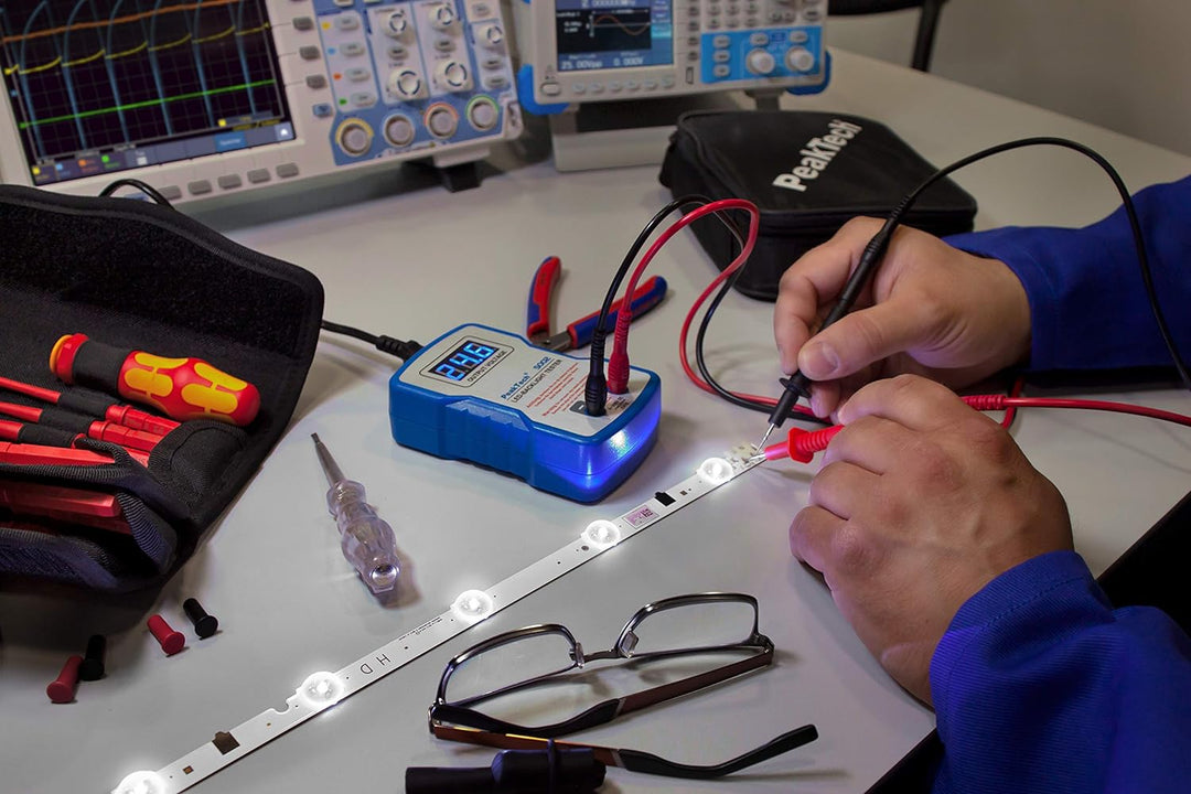 PeakTech 5002 – LED Tester 0-300V DC, LED Lampen und Bauteil Prüfer mit Softanlauf, TV Backlight Bel
