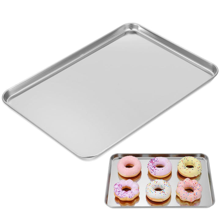 VALICLUD Edelstahl Backblech und Servierplatte Rechteckig 35 X 25 X 1,5cm Vielseitig Einsetzbar zum