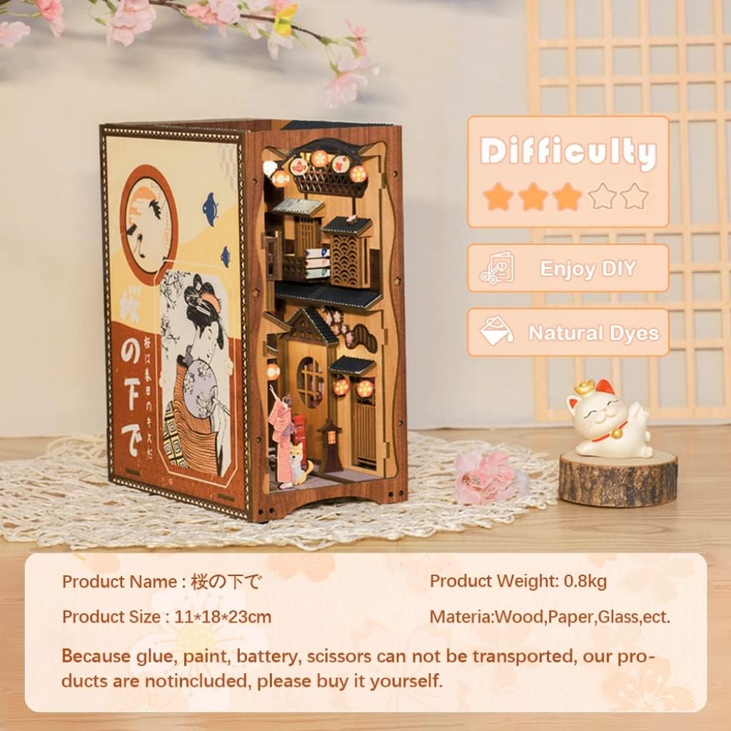 CUTEBEE DIY Book Nook Kit – DIY Miniatur Haus Kit mit Möbeln und LED-Licht, 3D Puzzle Buchstützen au