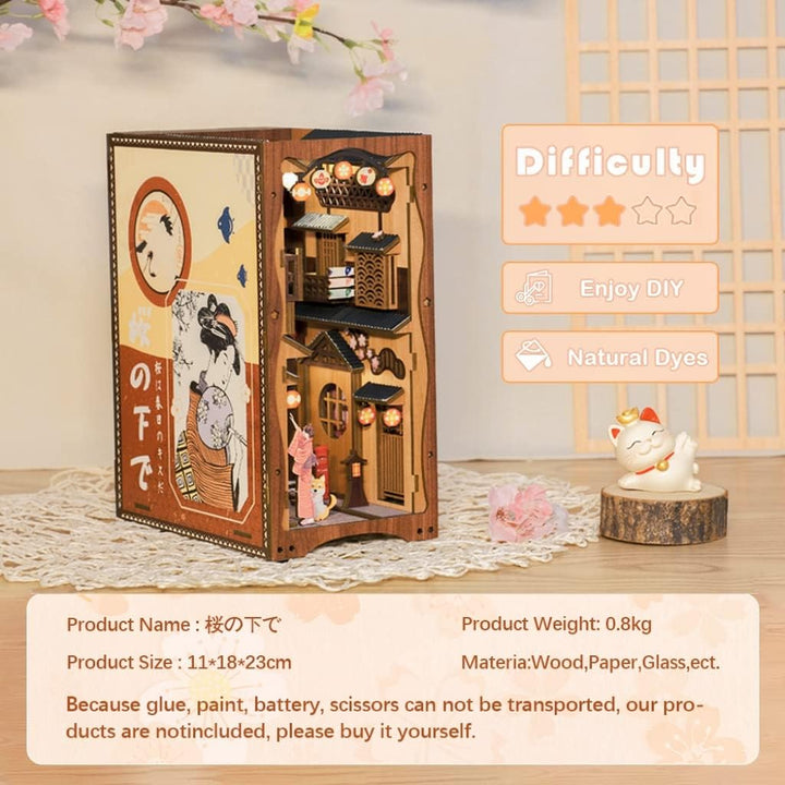 CUTEBEE DIY Book Nook Kit – DIY Miniatur Haus Kit mit Möbeln und LED-Licht, 3D Puzzle Buchstützen au