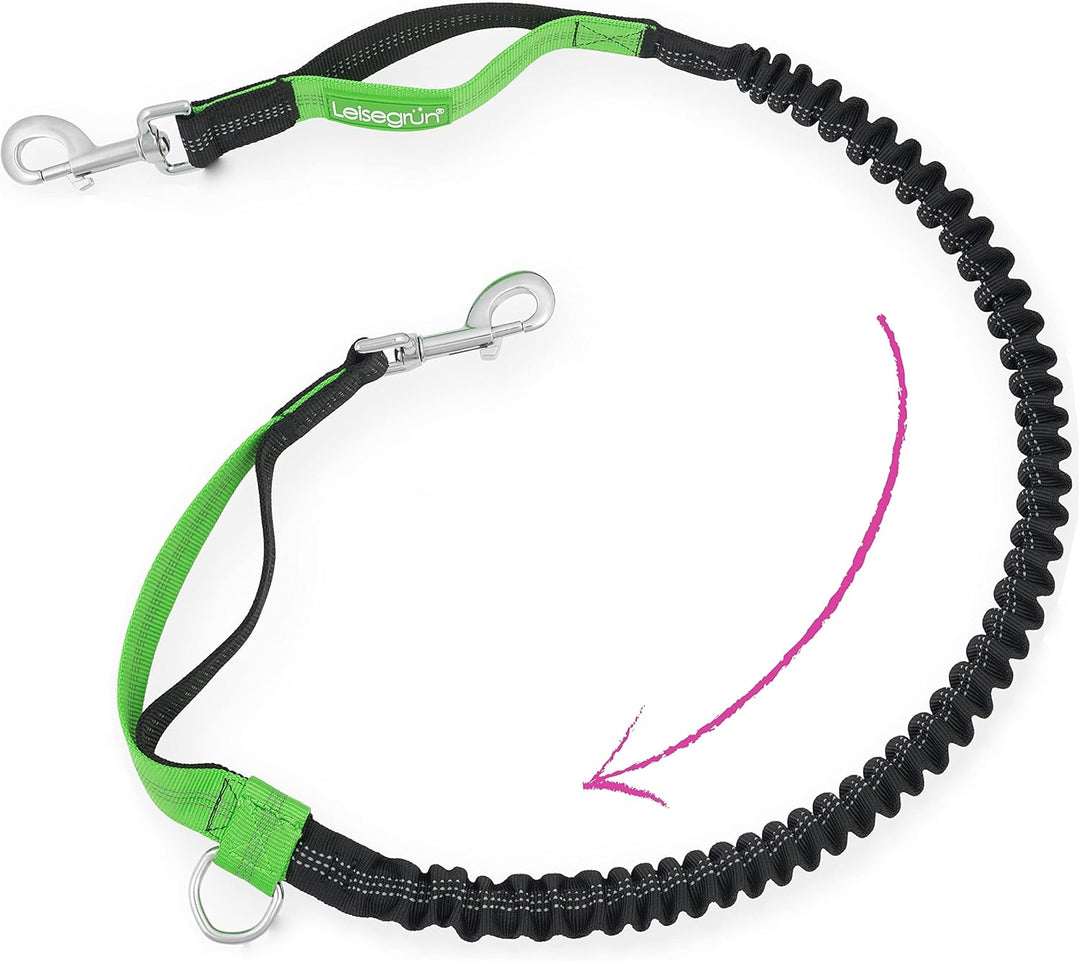 Leisegrün Bungeeleine für mittelgrosse Hunde bis 25 kg - Elastische Hundeleine für Joggingleine - Lä