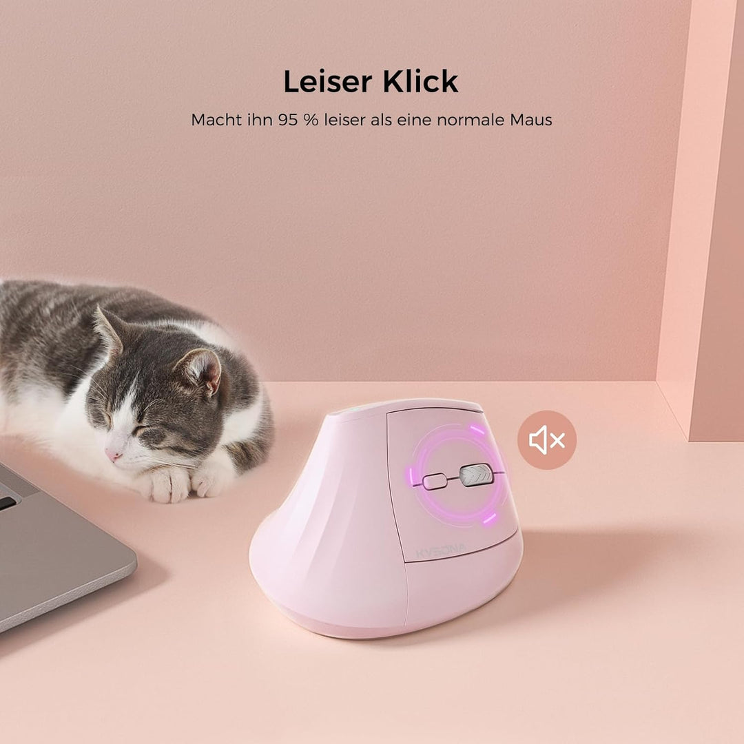 KYSONA Vertikale Ergonomische Maus 57°, Kabellos Bluetooth & 2,4 GHz, 5 DPI-Stufen, Leise Klicks, Ha