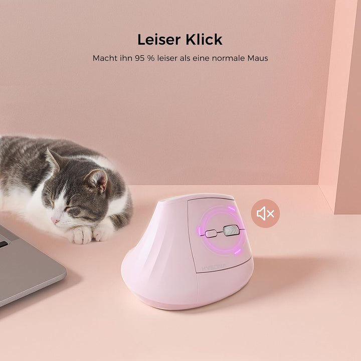 KYSONA Vertikale Ergonomische Maus 57°, Kabellos Bluetooth & 2,4 GHz, 5 DPI-Stufen, Leise Klicks, Ha