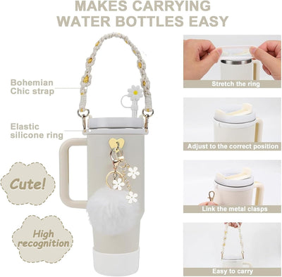 Stanley Cup Zubehör Set - Wasserflasche Griff Riemen, Siliocne Stanley Cup Stiefel, Stanley Cup Stro