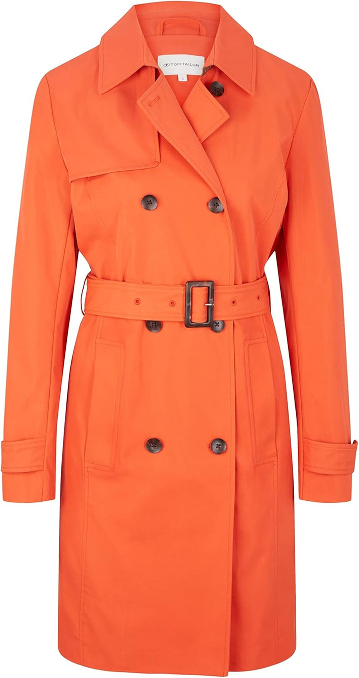 TOM TAILOR Damen Basic Trenchcoat mit Gürtel XL 15612 - Fever Red, XL 15612 - Fever Red