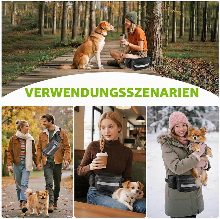 Leckerlitasche für Hunde Gassi Tasche - wasserdichte Futterbeutel Hundetraining mit Kotbeutelspender