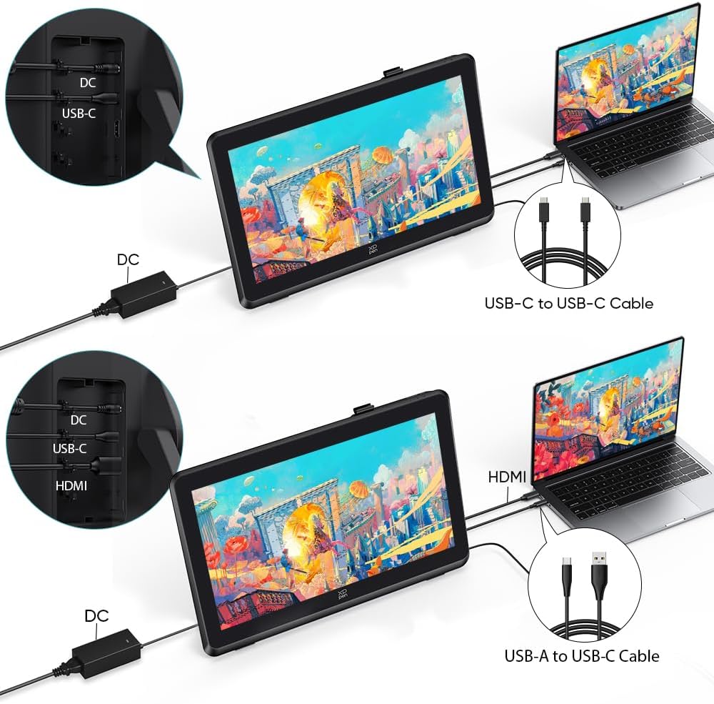 XPPEN Artist 22 Plus Grafiktablett mit Display 16K Druckstufen, Grafiktablett Digital Zeichnung FHD