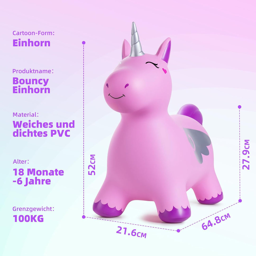 U&C Planet Hüpftier, Einhorn Hüpfpferd Animal Hopper,100kg Tragfähigkeit, Animal Hopper Springpferd