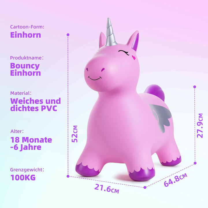 U&C Planet Hüpftier, Einhorn Hüpfpferd Animal Hopper,100kg Tragfähigkeit, Animal Hopper Springpferd
