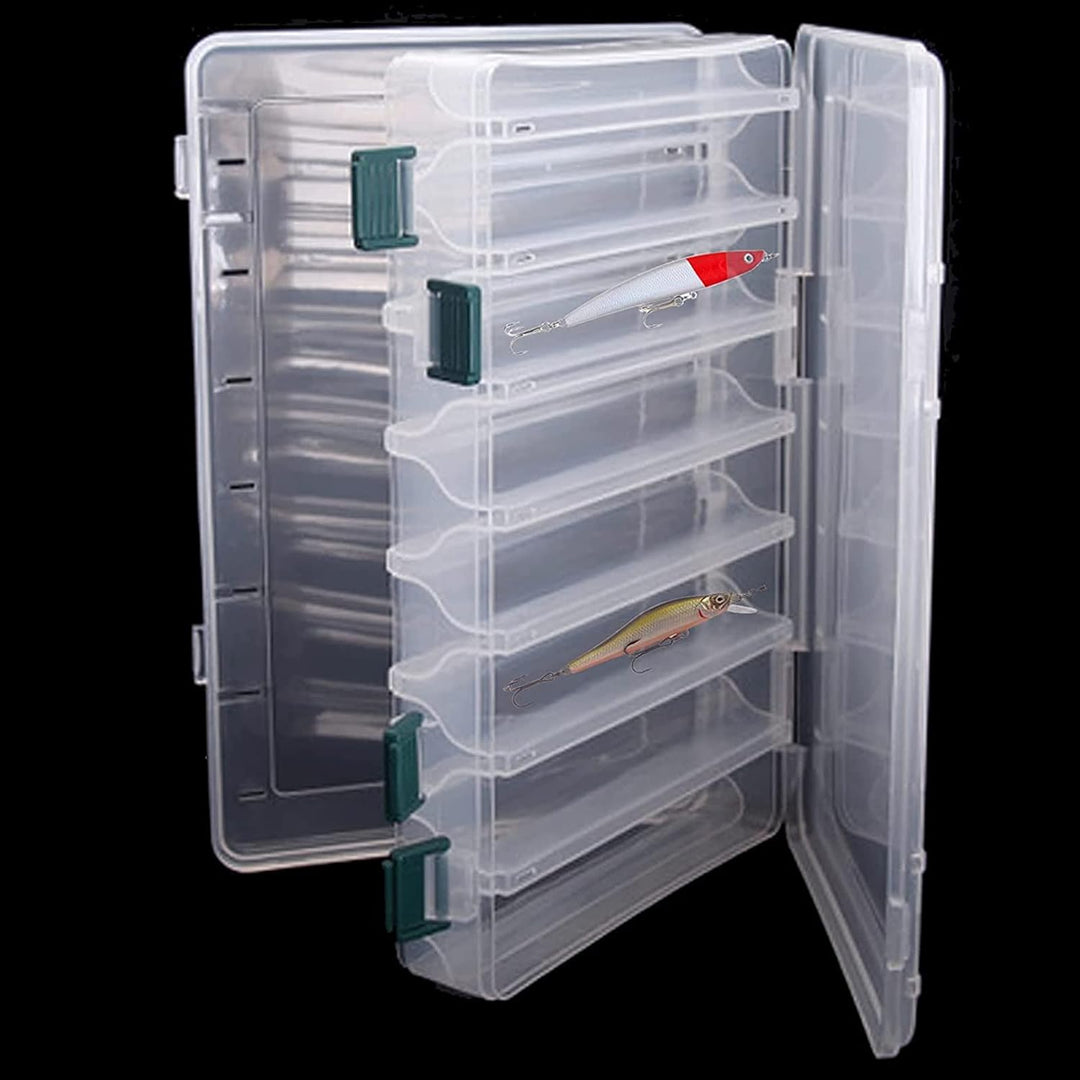 Doppelseitige Angelbox, Kunststoff Angelzubehör Köderbox, Aufbewahrungsbox für Angelzubehör mit Fäch