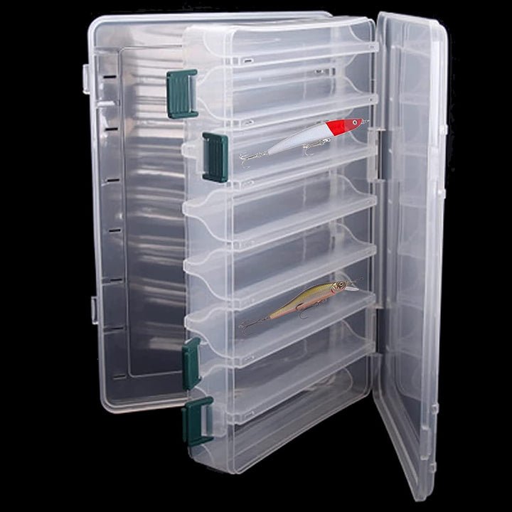 Doppelseitige Angelbox, Kunststoff Angelzubehör Köderbox, Aufbewahrungsbox für Angelzubehör mit Fäch
