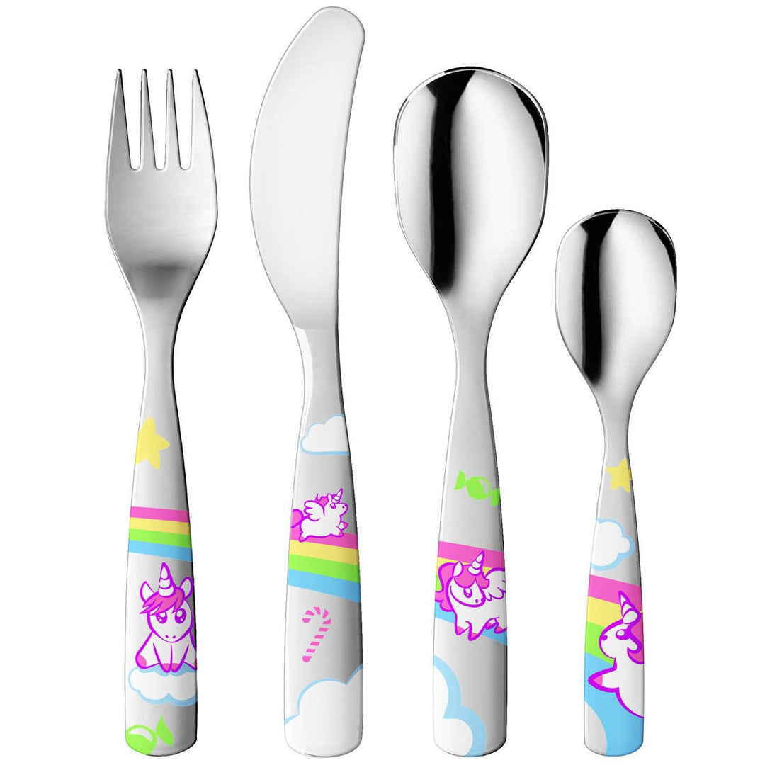 Gnali & Zani Little Unicorns Set, 4-teilig mit Bildern Kinderbesteck, bunt, Edelstahl, BIM 1/Uni EIN