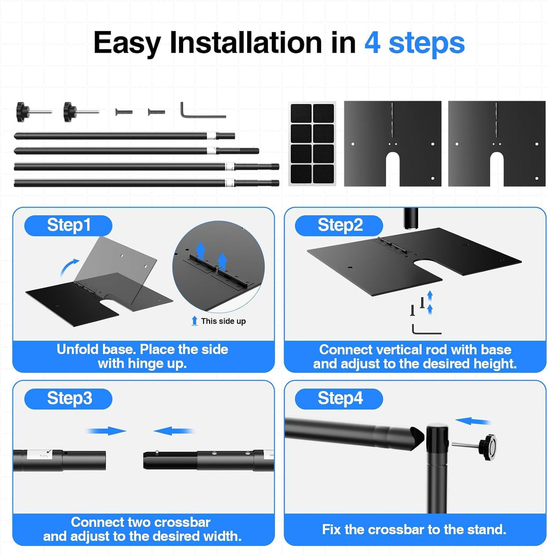 EMART Foto Hintergrund Ständer 3 x 3 m, Heavy Duty Fotohintergrund Ständer mit Metallstahlbasis, Ver