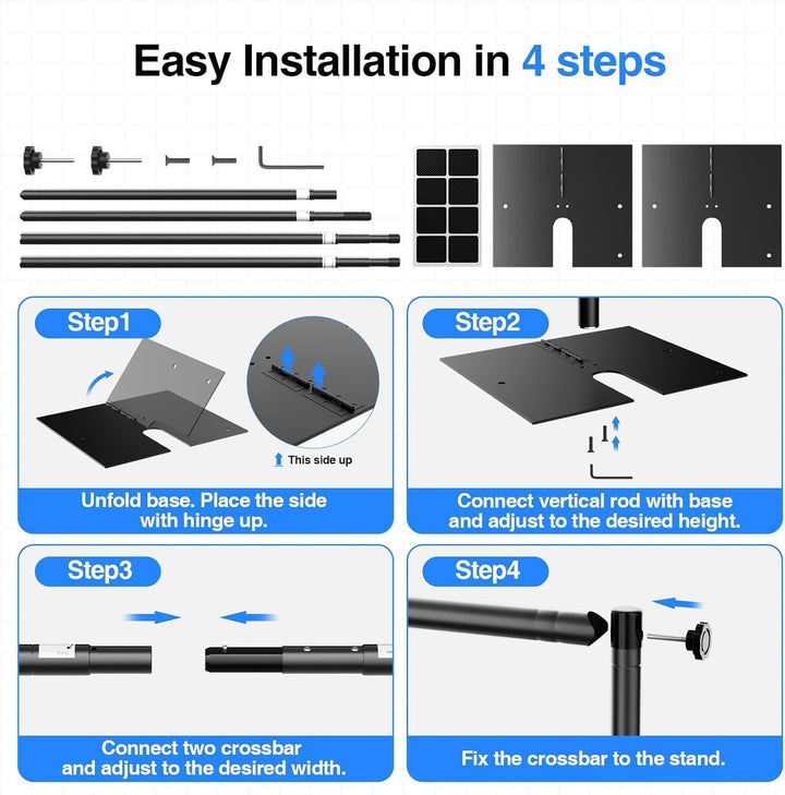 EMART Foto Hintergrund Ständer 3 x 3 m, Heavy Duty Fotohintergrund Ständer mit Metallstahlbasis, Ver