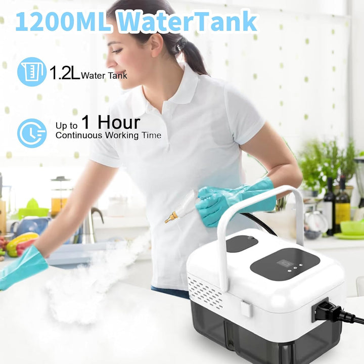 Dampfreiniger, 2500W Tragbarer Handdampfreiniger Hochtemperatur, 1200ML Grossem Wassertank, Dampfrei
