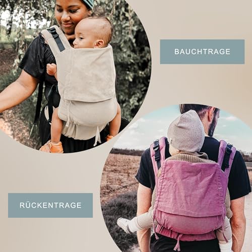 Hoppediz Hop-Tye Advanced - 4-in-1 Babytrage für Neugeborene ab Geburt - Halfbuckle Tragehilfe mit T