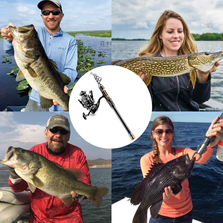 Angelrute Set Komplett 2.7M,HassoKon Angelset Angelruten Teleskoprute und Spule Combo Kit mit Angels