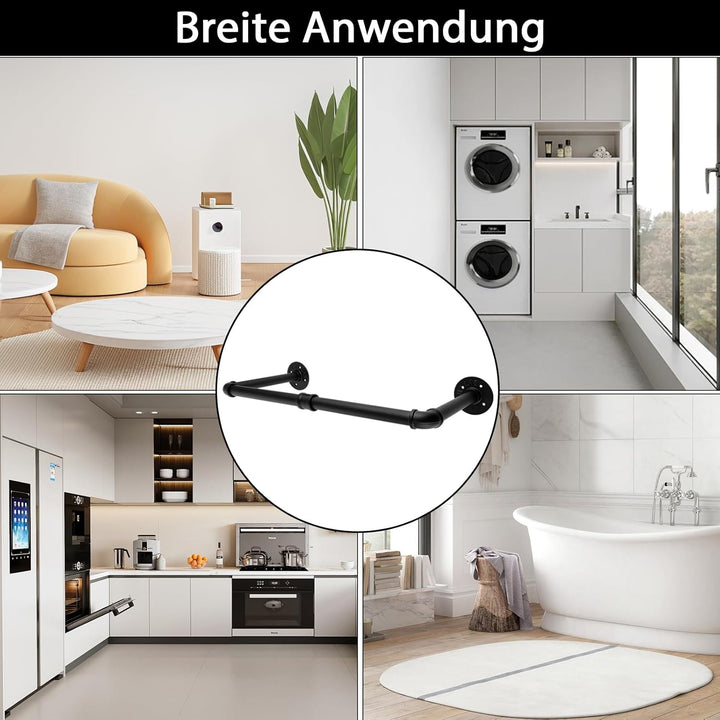 Kleiderstangen Wandmontage Schwarz 2er Set Industrial Kleiderstange Wand 60cm Schwarz Garderobenstan
