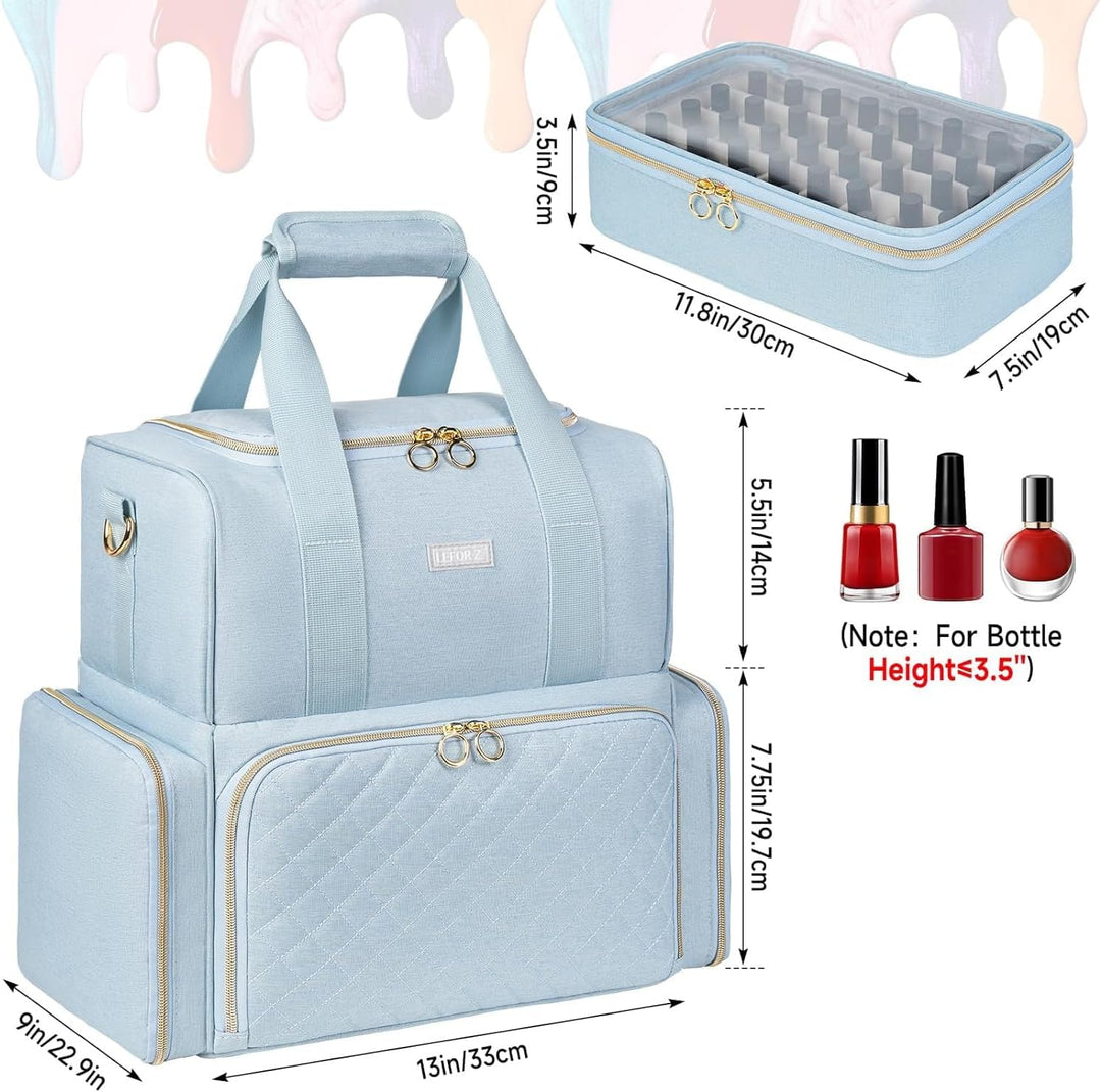 Nagellack Tasche,Doppelschichtige Nagellack Aufbewahrung Organizer Tasche für 80 Flaschen (15 ml) un