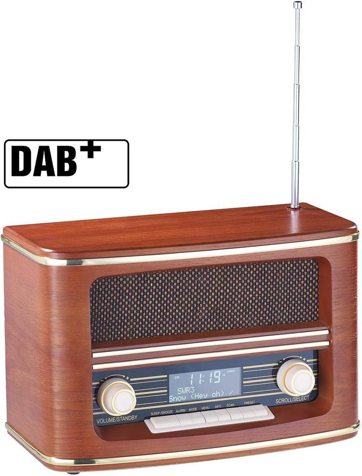 auvisio Retro Radio: Digitales Nostalgie-Stereo-Radio mit DAB+, Bluetooth 5.0, FM & Wecker (DAB Retr