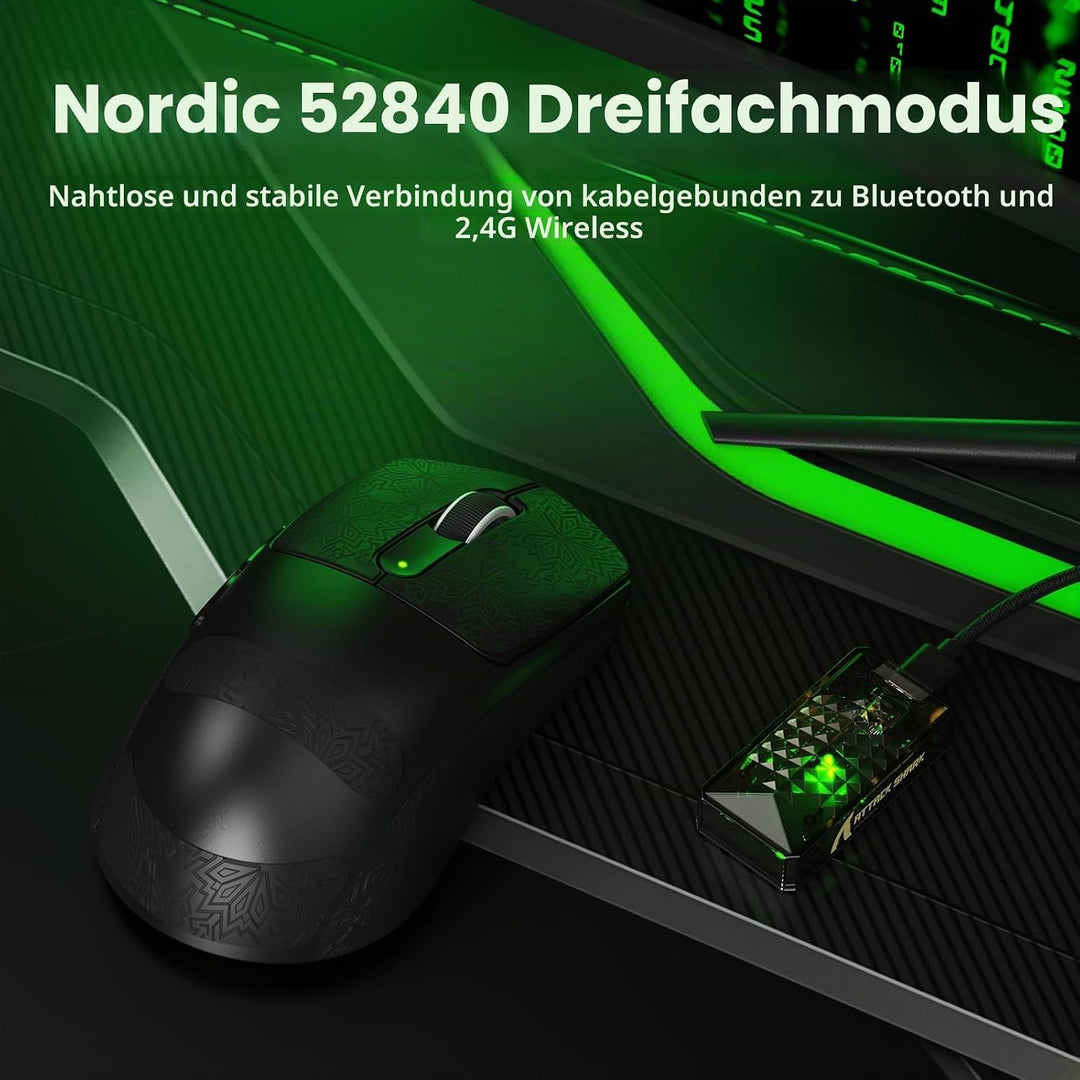 ATTACK SHARK V5 Kabellose Gaming Maus 53g, 20000 FPS, Optische Schalter, PAW3950MAX 42K DPI Sensor,