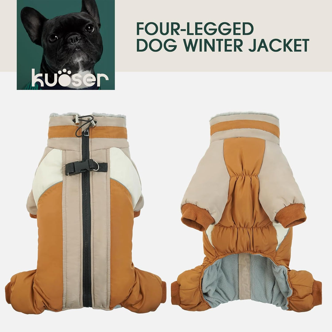 Kuoser Wasserdichter Hundemantel für Kleine Hunde - Wärmer, Winterfest Mit Geschirr, Moden Hundejack