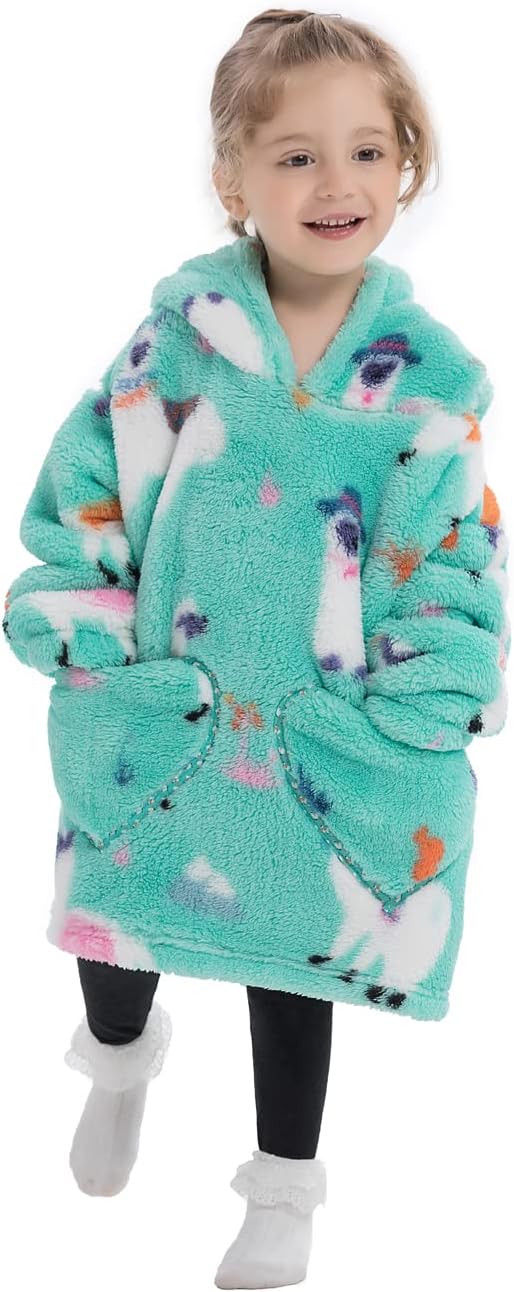 Ruiuzioong Kinder Übergrosse Kapuzenpullover,Super Weich Warmes Bequeme Tragbare Decken Sweatshirt f