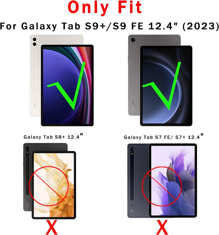 ROOFEI Galaxy Tab S9 FE+/S9 Plus Hülle mit Tastatur: 12.4 Zoll Galaxy Tab S9+ Abnehmbar Tastatur mit
