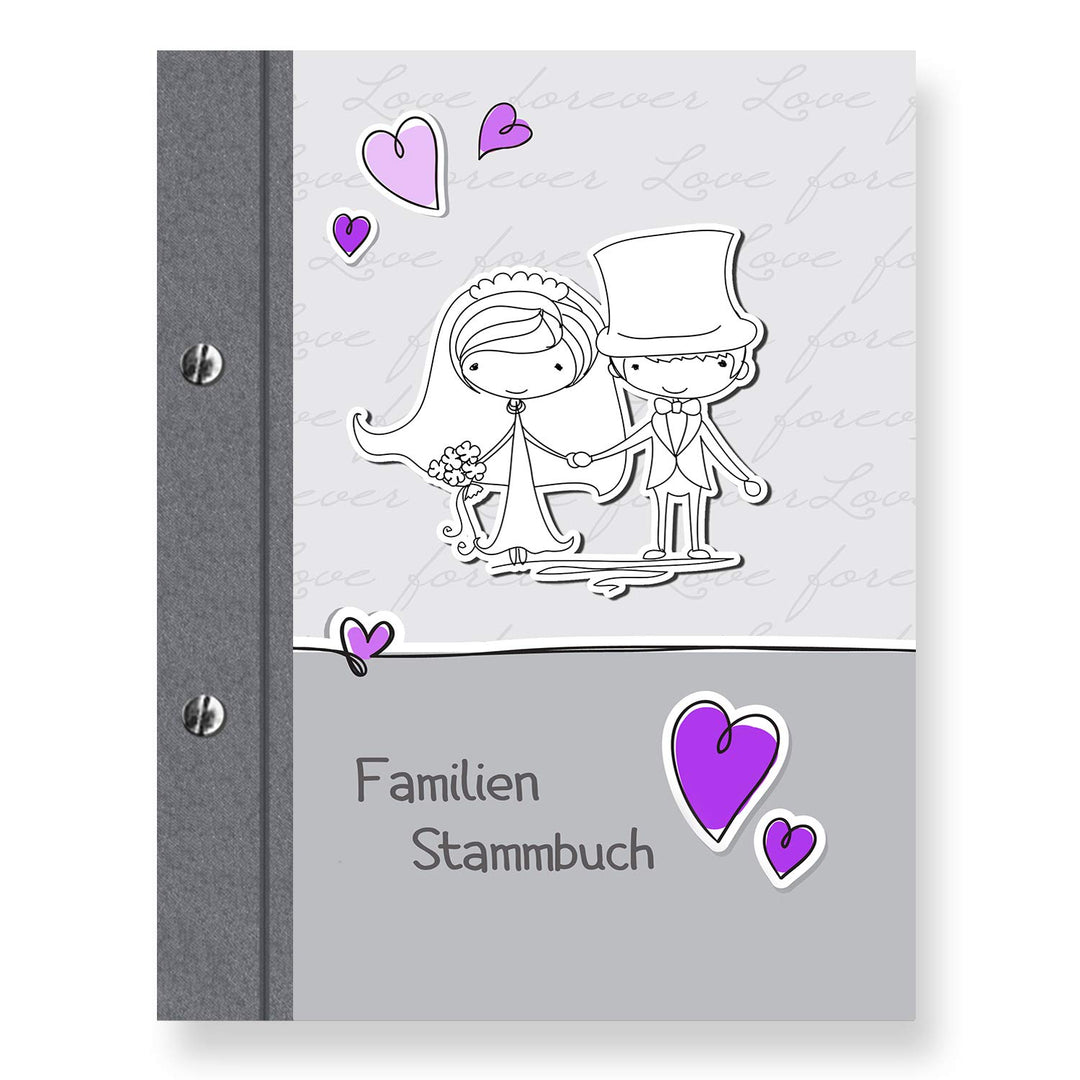 Stammbuchshop stb_Comical a5 Familienstammbuch, Lila, Grau, 23 x 18 x 1,7 cm