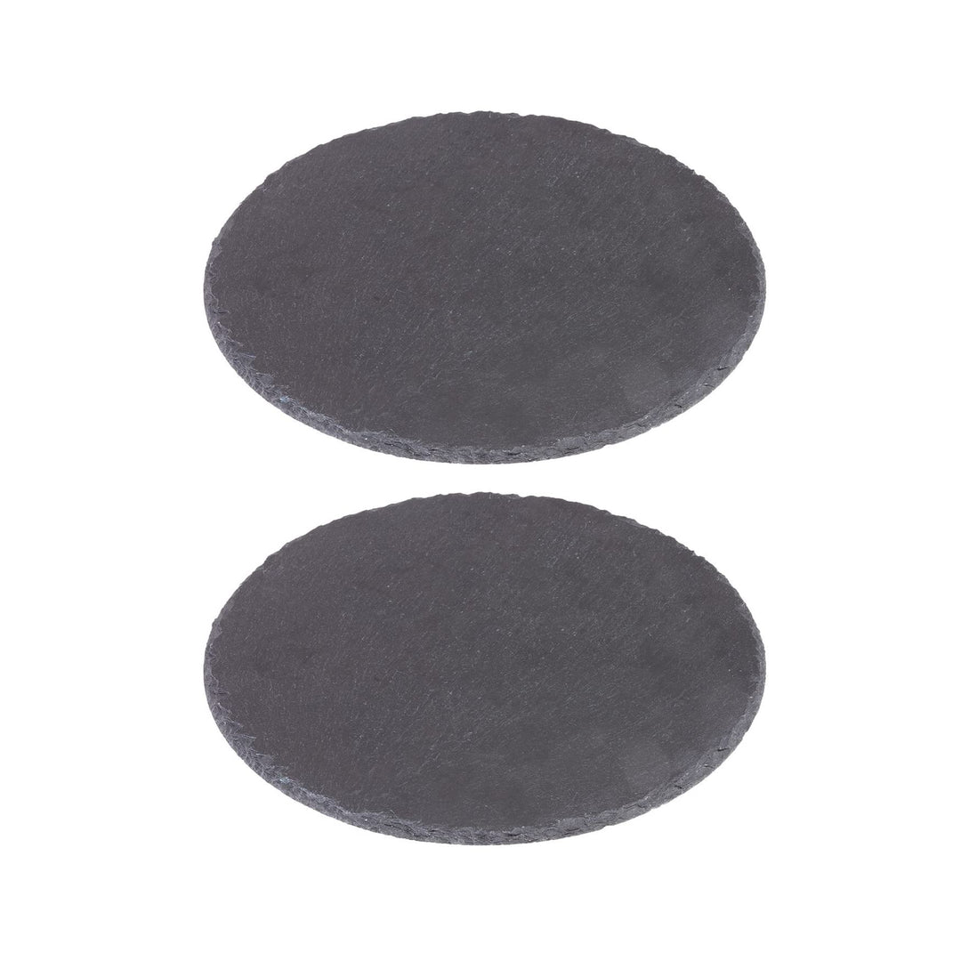 Westmark 2 Naturschiefer-/Servierplatte, rund, mit Kratzschutz, Durchmesser: je 30 cm, Schiefer, Tap