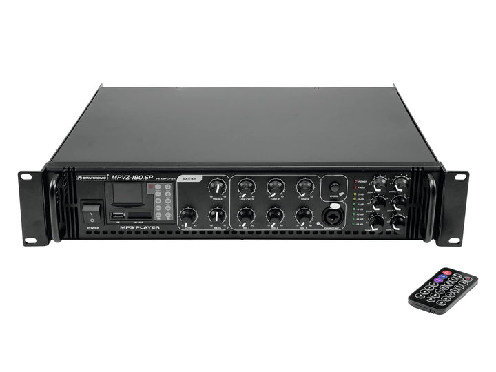 OMNITRONIC MPVZ-180.6P Mischverstärker | 6-Zonen-ELA-Mono-Mischverstärker, MP3-Player & IR-FB, Zonen
