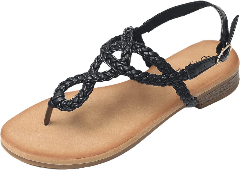 JOMIX Sandalen Damen Sommer Flache Zehentrenner Freizeit Bohemia Flip Flops Elegant Bequeme Strandsc