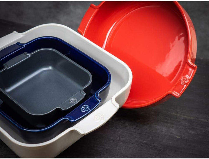 Peugeot Appolia Rechteckige Auflaufform mit Griffen, Keramik, Ecru / Weiss, 7,2x32x21,7 cm, Fassungs