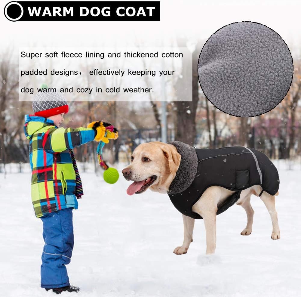 QBLEEV Hundewintermantel, warm, reflektierende Hundejacke, Rollkragen, wasserdicht, für kaltes Wette